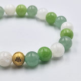 Bracelet RECONFORT en Pierre de lune blanche, Jade vert et Aventurine verte