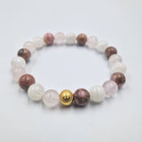 Bracelet RECONQUERIR SON EX en Quartz rose, Pierre de lune blanche et Rhodonite