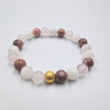 Bracelet RECONQUERIR SON EX en Quartz rose, Pierre de lune blanche et Rhodonite