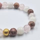 Bracelet TOMBER ENCEINTE en Pierre de lune blanche, Quartz rose et Rhodonite