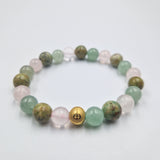 Bracelet RELATIONS en Quartz rose, Turquoise et Aventurine verte