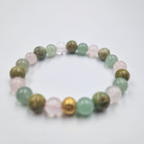 Bracelet RELATIONS en Quartz rose, Turquoise et Aventurine verte