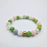 Bracelet SEDUCTION en Pierre de lune blanche, Morganite et Jade vert