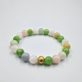 Bracelet SEDUCTION en Pierre de lune blanche, Morganite et Jade vert