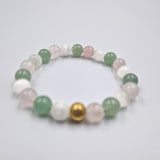 Bracelet SERENITE en Sélénite, Quartz rose et Aventurine verte