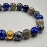 Bracelet SOLITUDE en Labradorite, Obsidienne flocon de neige et Lapis-lazuli