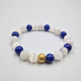 Bracelet SPIRITUALITE en Lapis-lazuli, Pierre de lune blanche et Sélénite