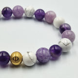 Bracelet STRESS en Améthyste, Lépidolite et Howlite