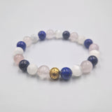 Bracelet TRISTESSE en Lapis-lazuli, Sélénite et Quartz rose