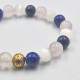 Bracelet TRISTESSE en Lapis-lazuli, Sélénite et Quartz rose