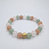 Bracelet UTOPISME en Pierre de soleil, Aventurine verte et Quartz rose