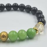 Bracelet Capricorne Année 2024 en Obsidienne noire, Citrine et Jade vert