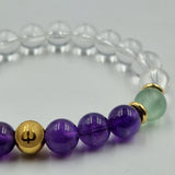 Bracelet MAL DE DENTS en Améthyste, Quartz clair, Fluorite