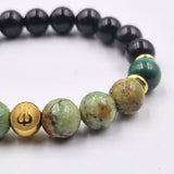 Bracelet MALADIE DE CROHN en Turquoise, Obsidienne noire, Malachite