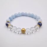 Bracelet SINUS en Quartz clair,  Aigue-Marine, Sodalite