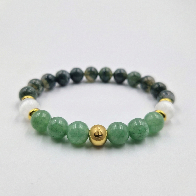 Bracelet ACNE en Aventurine verte, Sélénite, Agate mousse