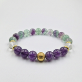 Bracelet ACOUPHENES en Améthyste, Quartz clair, Fluorite