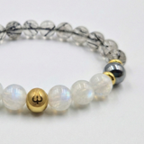 Bracelet ALOPECIE en Pierre de Lune, Hématite, Quartz Rutile