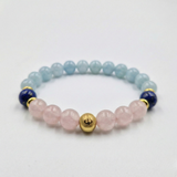 Bracelet ANGINE en Quartz rose, Lapis-Lazuli, Aigue-Marine