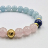 Bracelet ANGINE en Quartz rose, Lapis-Lazuli, Aigue-Marine