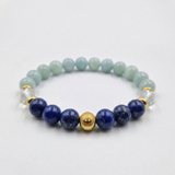 Bracelet AUDITION en Lapis-Lazuli, Quartz clair, Aigue-Marine