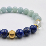Bracelet AUDITION en Lapis-Lazuli, Quartz clair, Aigue-Marine