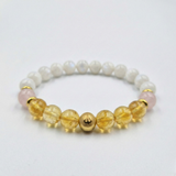 Bracelet Balance Année 2026 en Citrine, Quartz Rose et Pierre de Lune Blanche