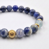 Bracelet BEGAIEMENT en  Sodalite, Aigue-Marine, Dumortiérite