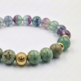 Bracelet BOUCHE en Turquoise, Aventurine Verte, Fluorite