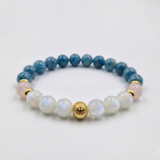Bracelet BOULIMIE en Pierre de Lune, Quartz Rose, Apatite Bleue