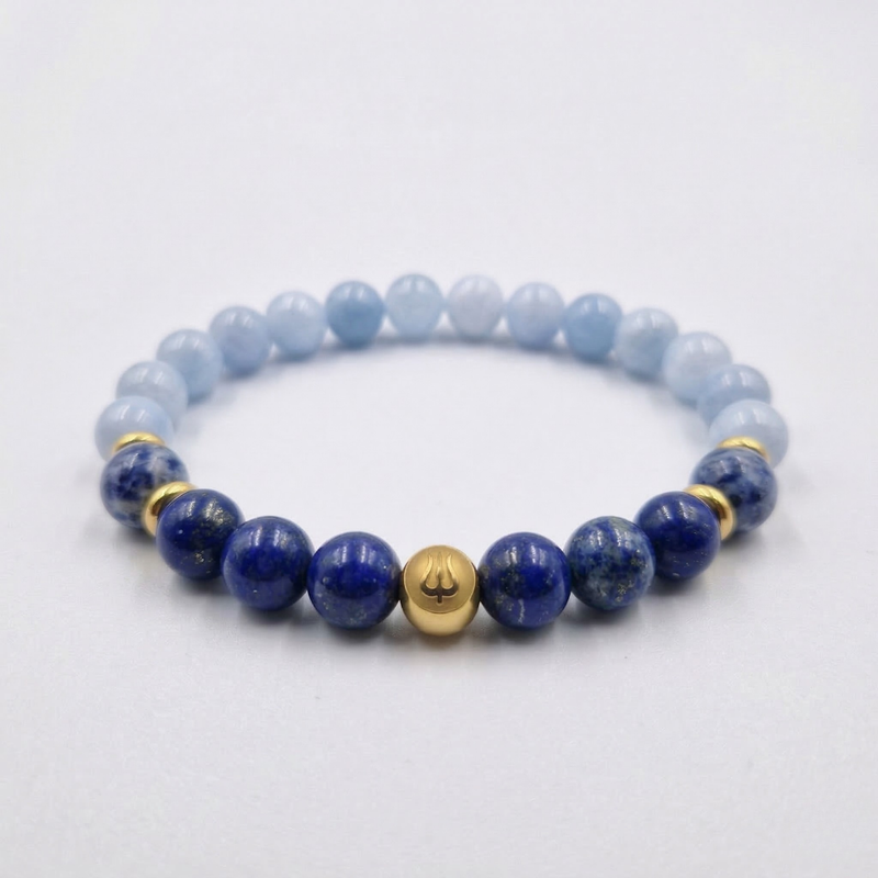 Bracelet BRONCHITE en Lapis-Lazuli, Sodalite,  Aigue-Marine