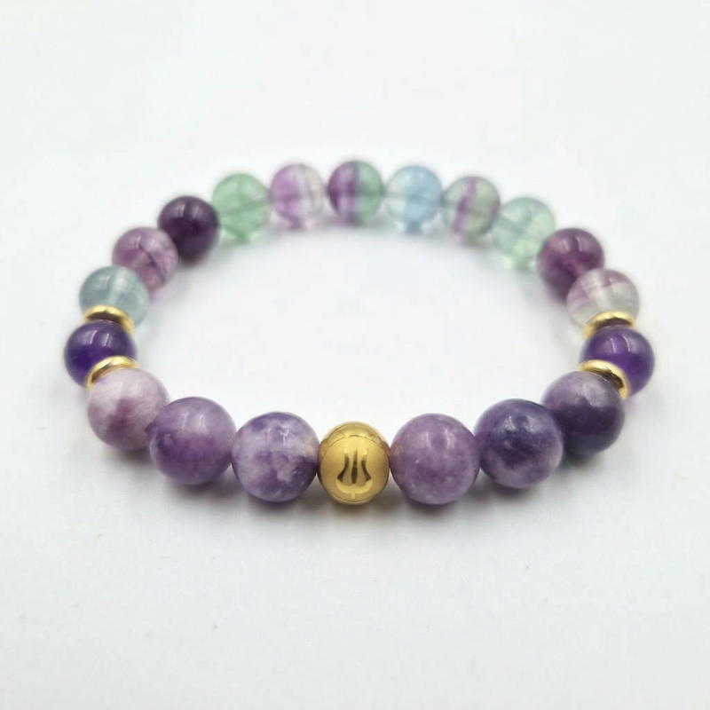 Bracelet BURN OUT en Améthyste, Fluorite, Lépidolite