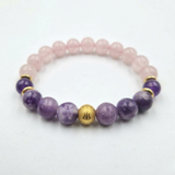 Bracelet CANCER en Améthyste, Quartz rose, Lépidolite