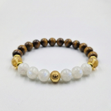 Bracelet Cancer Année 2026 en Pierre de lune Blanche, Citrine et Oeil de Tigre