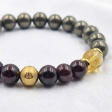 Bracelet Capricorne Année 2026 en  Grenat , Citrine et Pyrite