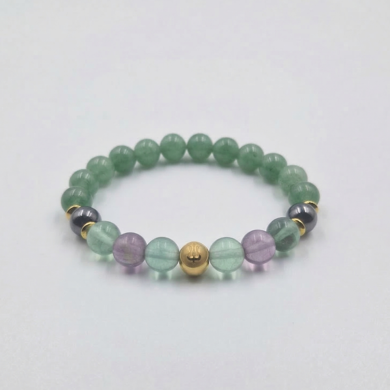 Bracelet CELLULITE en Aventurine verte, Fluorite, Hématite,