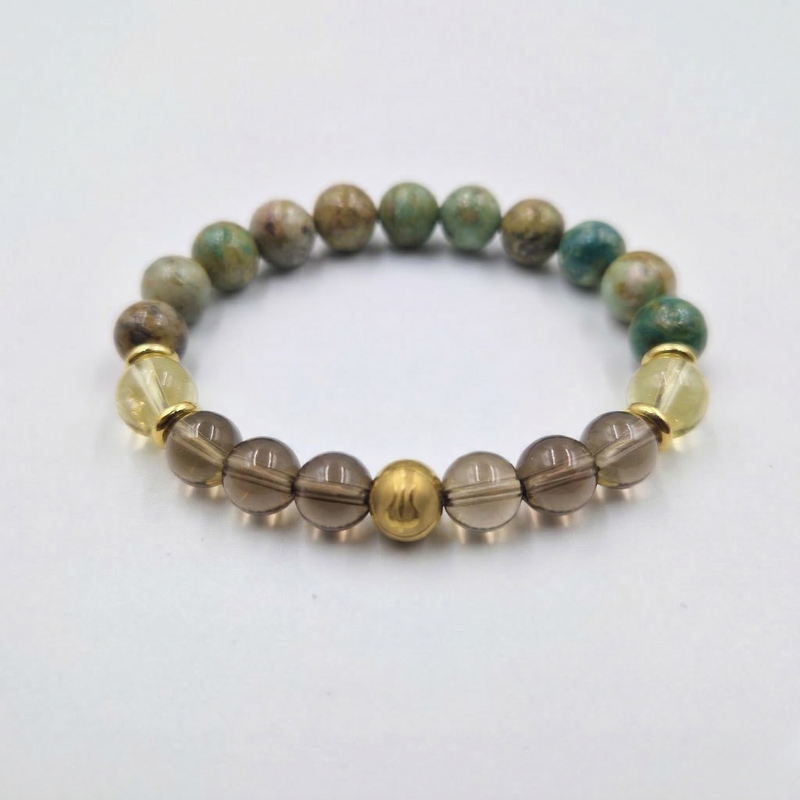 Bracelet CHOLESTEROL en Turquoise, Citrine, Quartz fumé