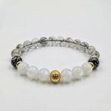 Bracelet CHUTE DE CHEVEUX en Pierre de Lune, Quartz Rutile, Obsidienne Flocon de Neige