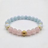 Bracelet CICATRISATION en Pierre de Lune, Quartz Rose, Aigue-Marine