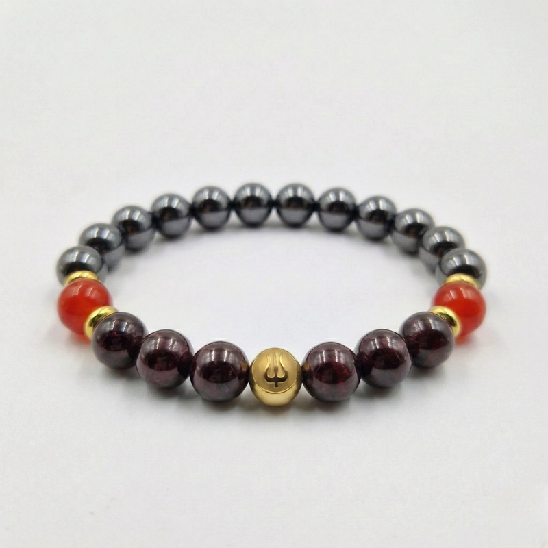 Bracelet CIRCULATION SANGUINE en Grenat, Hématite, Cornaline