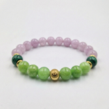 Bracelet COEUR en Malachite, Kunzite, Jade