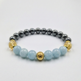 Bracelet Gémeaux Année 2026 en Aigue-Marine, Citrine et Hématite