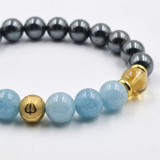 Bracelet Gémeaux Année 2026 en Aigue-Marine, Citrine et Hématite