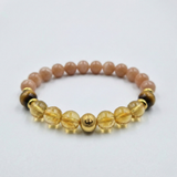 Bracelet Lion Année 2026 en Citrine, Oeil de Tigre et Pierre de Soleil