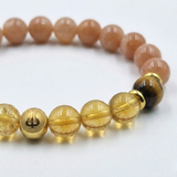 Bracelet Lion Année 2026 en Citrine, Oeil de Tigre et Pierre de Soleil
