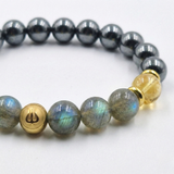 Bracelet Poissons Année 2026 en  Labradorite, Citrine et Hématite