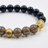 Bracelet Scorpion Année 2026 en Quartz Fumé, Citrine et Obsidienne noire