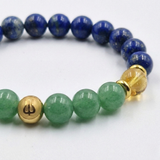 Bracelet Taureau  Année 2026 en Aventurine verte, Citrine et Lapis Lazuli