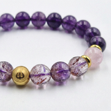 Bracelet Verseau Année 2026 en Super seven, Kunzite et Améthyste