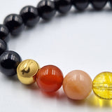 Duo of 7 Chakras bracelets in black Onyx and white Moonstone